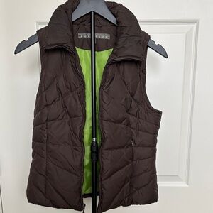 Kenneth Cole Reaction Brown Quilted Vest with Green Lining Women Size M